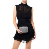 Casey Hot Fix Sparkle Clutch - Black/Silver