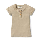 Organic Stripe Rib Henley Tee by Wilson & Frenchy in Leaf