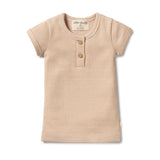 Organic Stripe Rib Henley Tee by Wilson & Frenchy in Toffee